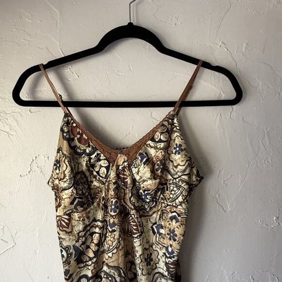 Weavers Girl Camisole Top M Boho Floral Lace Trim Y2K Retro Tank Top Babydoll - Picture 2 of 8